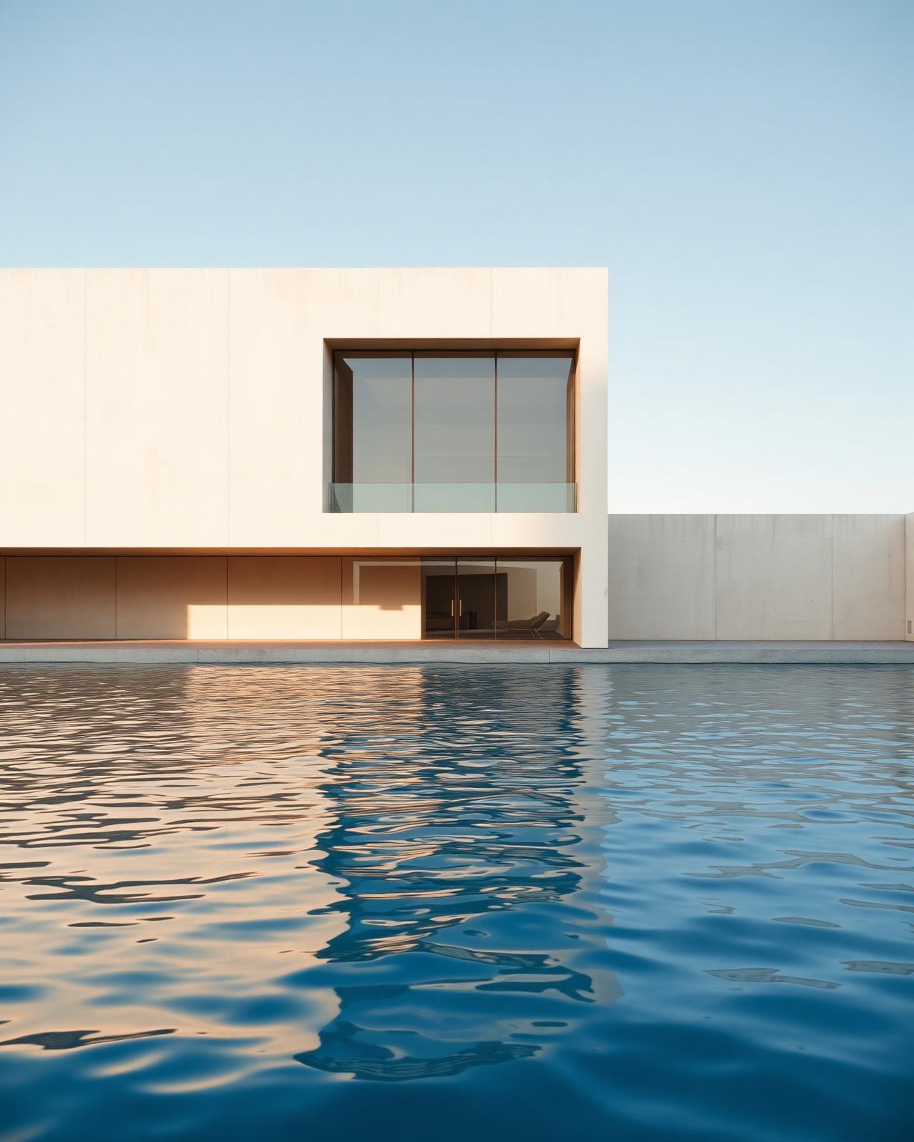 Mediterranean architecture, concrete and water